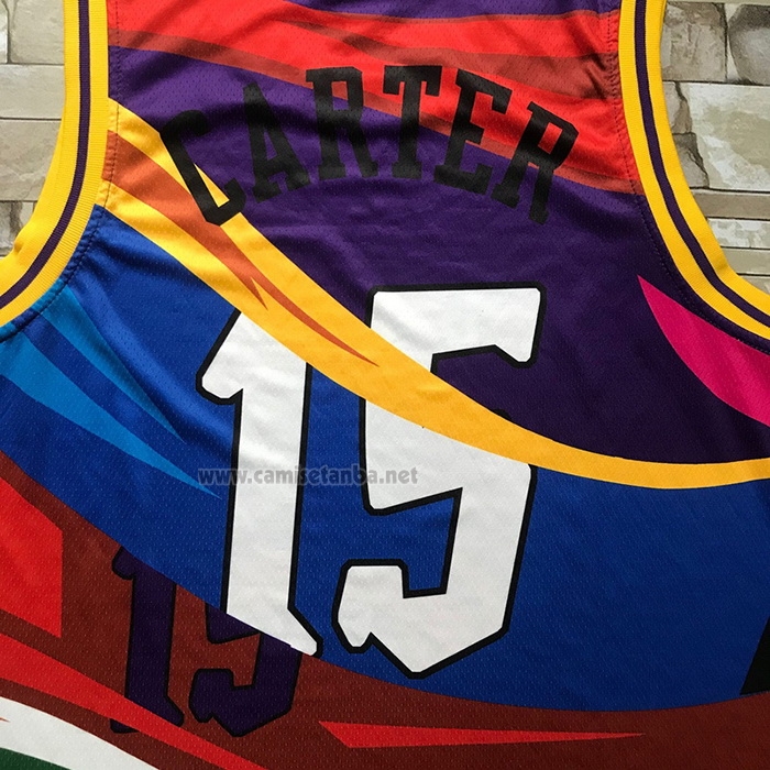 Camiseta Toronto Raptors Vince Carter #15 Rainbow Classic Negro